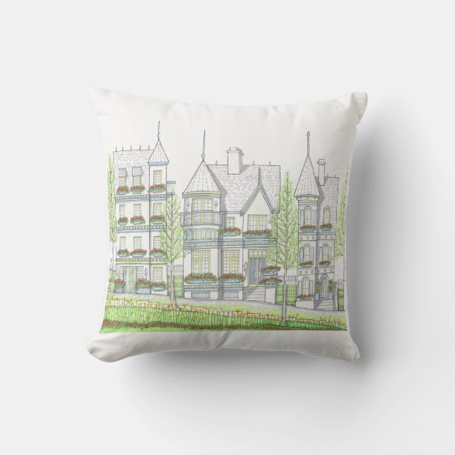 Oreiller extérieur; Maison victorienne avec du ver (Recto)