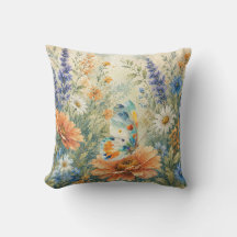 Oreiller extérieur papillon parmi les fleurs sauva