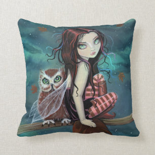 Oreiller fantaisie de fée et de hibou mignon