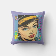 Oreiller femme bande dessinée Pop Art personnalisé