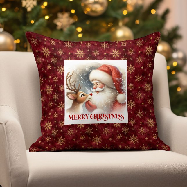 Oreiller festif de Noël Rudolph Père Noël  (Festive Santa Claus Rudolph Holiday Pillow for Home

)