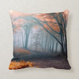 Oreiller Feuilles d'Automne dans les Bois Brumeux