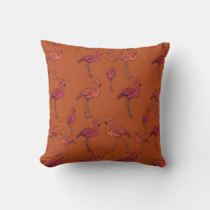 Oreiller Flamant Rose Orange Rouille
