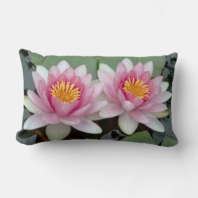 Oreiller Fleur de Nénuphar Rose et Blanc Flottant  (Recto)