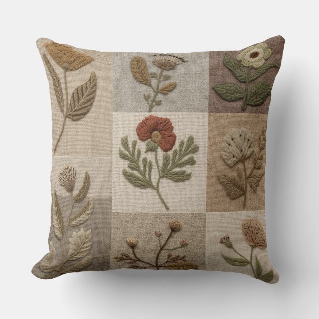Oreiller Fleur Sauvage Boho – Coussin Botanique Ne (Recto)