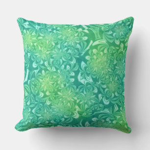 oreiller fleurs batik vert