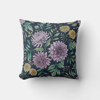 Oreiller floral à chrysanthème lavande