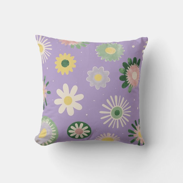 Oreiller floral à la marguerite lavande (Recto)