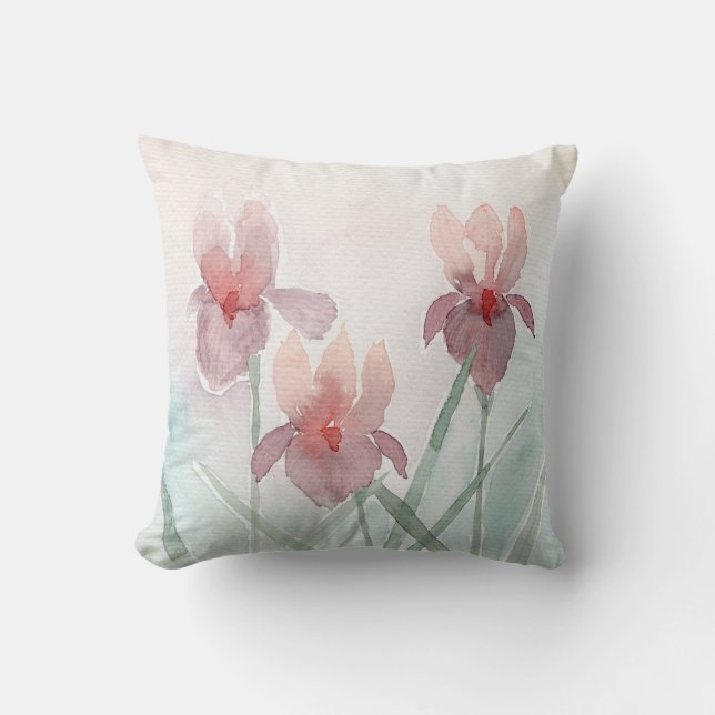 Oreiller Floral Aquarelle Iris (Recto)