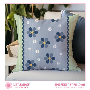 Oreiller floral bleu vert