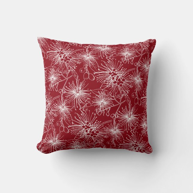 Oreiller floral brun rouge lilly-pilly cerise de b (Recto)