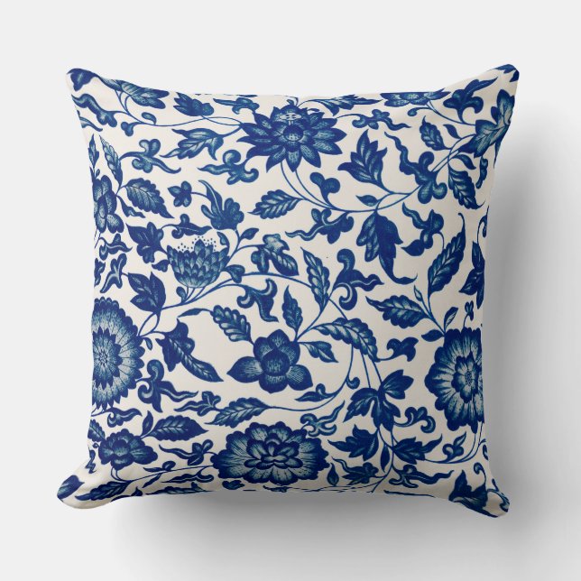 Oreiller Floral Floral Chinois Bleu (Recto)
