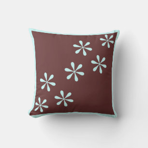 oreiller floral marron et bleu / sarcelle