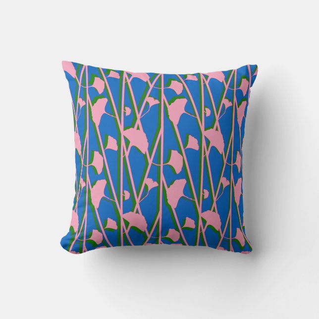 Oreiller floral rose bleu et vert (Recto)
