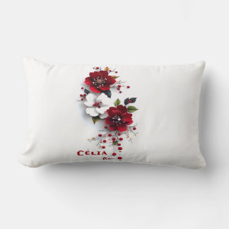Oreiller Floral Rouge & Blanc Élégant | Fleur Roma