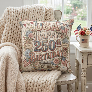 Oreiller Floral Shabby Chic USA 250e Anniversaire