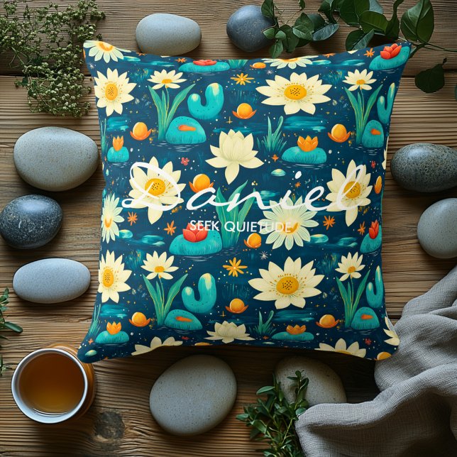 Oreiller Floral Tranquilité – Nom personnalisable (Créateur téléchargé)