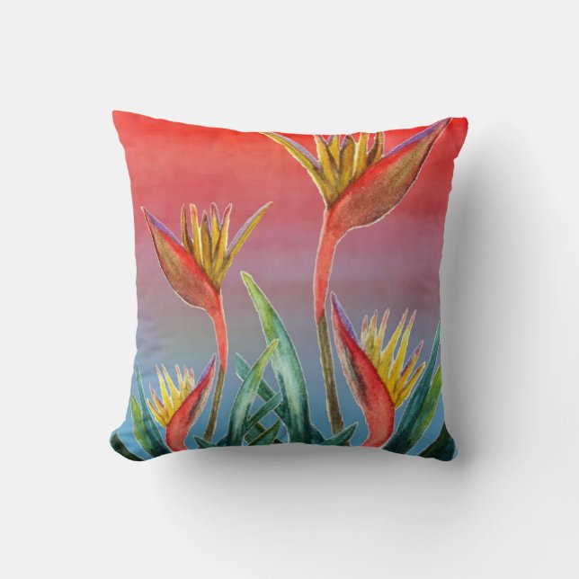 Oreiller floral tropical Bird of Paradise (Recto)