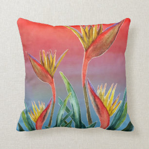 Oreiller floral tropical Bird of Paradise