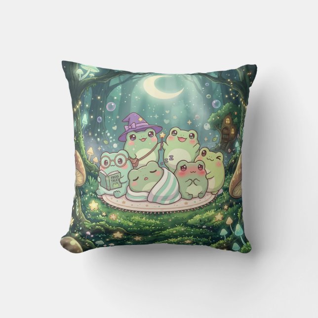 Oreiller Forêt de Grenouilles au Clair de Lune (Recto)