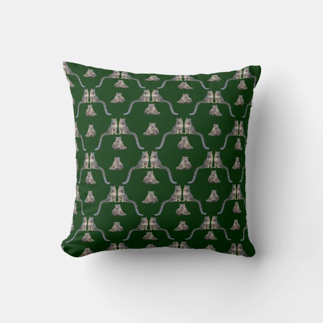 Oreiller frénésie léopard des neiges (vert foncé) (Recto)
