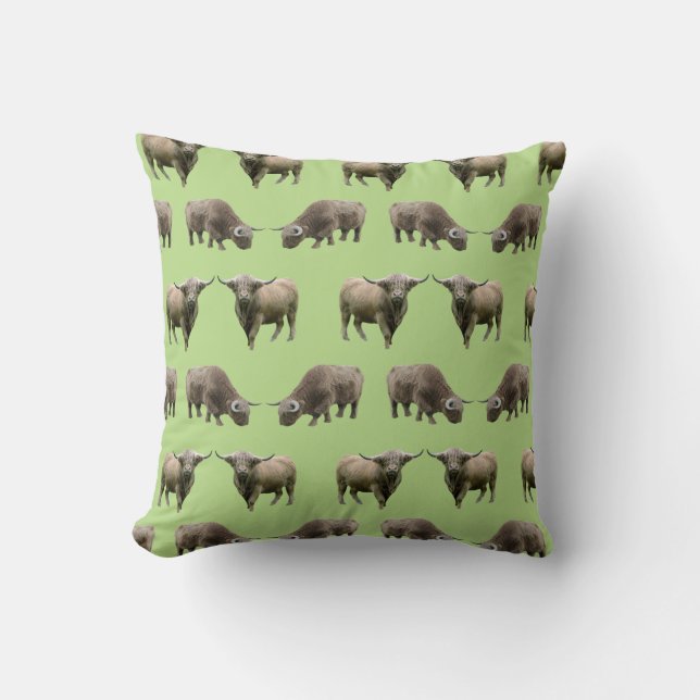 Oreiller Fureur de Vache Highland (Vert Clair) (Recto)
