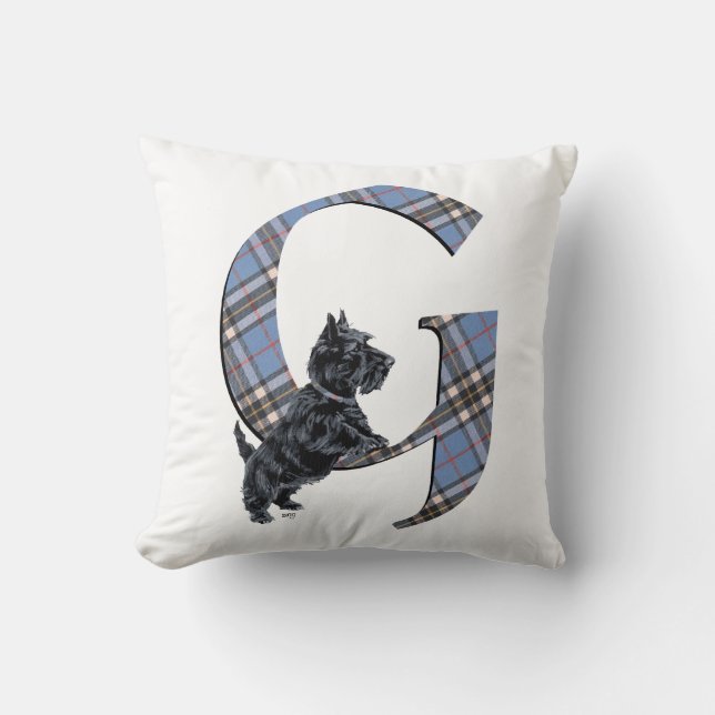 Oreiller G monogramme Terrier Écossais (Recto)