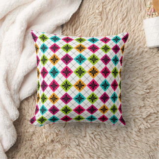 Oreiller géant à motif Argyle et floral coloré