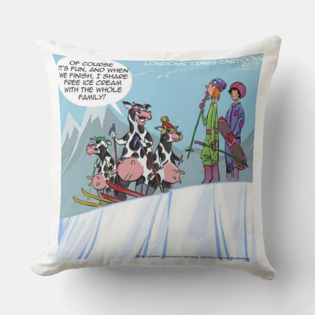 Oreiller géant en coton avec vaches drôles faisant (Recto)