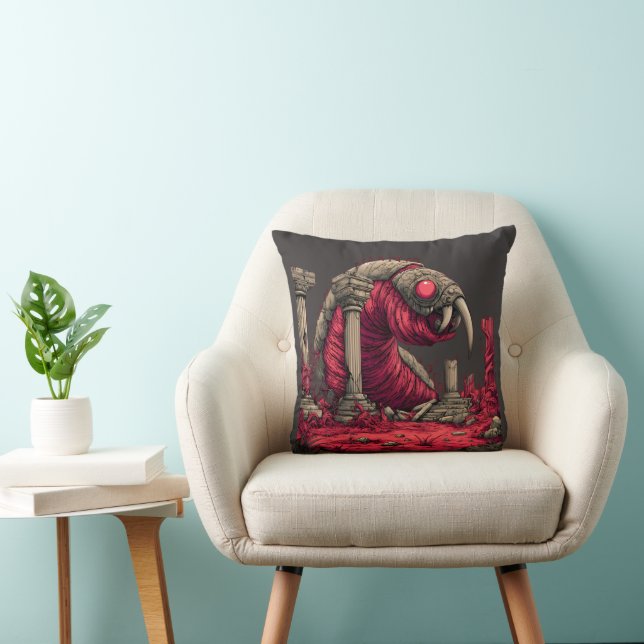 Oreiller géant rouge de ver alien monstre (Chaise)