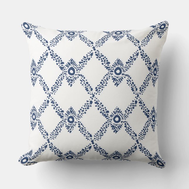 Oreiller géométrique bleu et blanc (Recto)