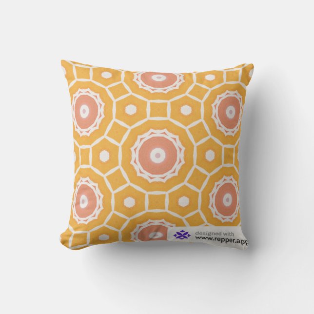 Oreiller géométrique orange – Coussin décoratif mo (Recto)