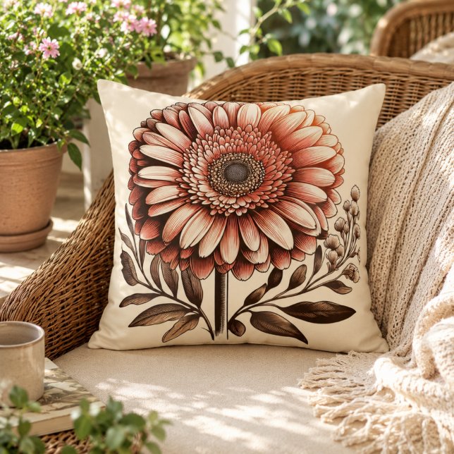 Oreiller Gerbera Daisy pour un Confort Inspiré du  (Gerbera Daisy Pillow for Garden-Inspired Comfort)