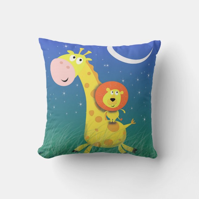 Oreiller girafe et lion pour chambre d'enfants (Recto)