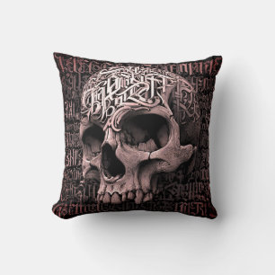 Oreiller gothique crâne tribal
