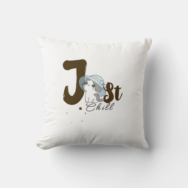 Oreiller Gris Just Chill – Décontracté et Décontra (Recto)