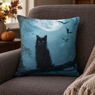 Oreiller Halloween Chat Noir Gothique