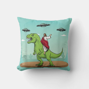 Oreiller humoristique Jésus dinosaure UFO humour