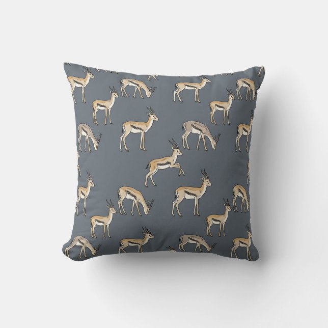 Oreiller imprimé gazelle gris ardoise moderne (Recto)
