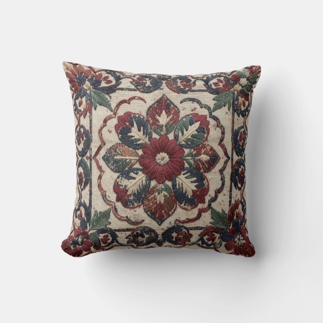Oreiller Imprimé Indien Indigo Madder (Recto)