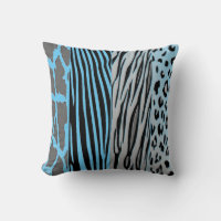 Oreiller Imprimé Rayure Zèbre Noir Et Bleu