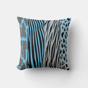 Oreiller Imprimé Rayure Zèbre Noir Et Bleu