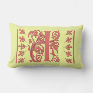 OREILLER INITIAL I - Rose I sur Fond JAUNE