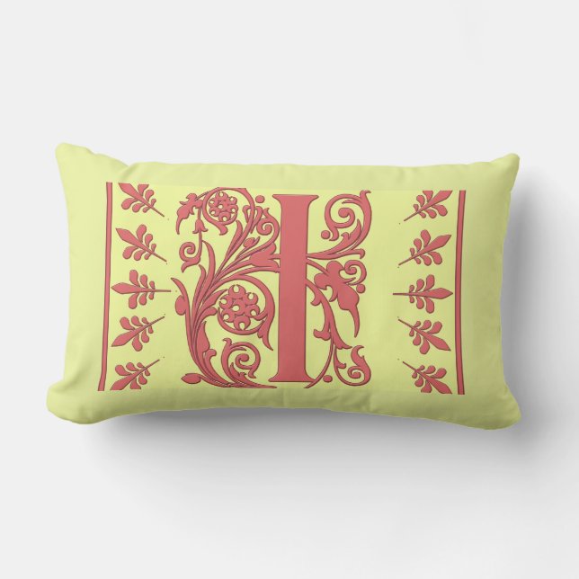 OREILLER INITIAL I - Rose I sur Fond JAUNE (Recto)