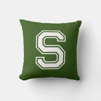 Oreiller initial personnalisé vert foncé