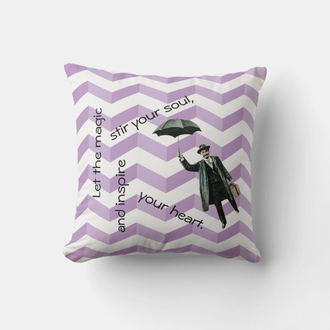 Oreiller Inspirant à Chevrons 3D avec Homme Volant (Recto)