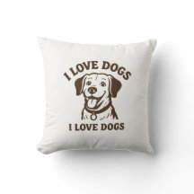 Oreiller J'adore les Chiens – Déco Chien Mignon et