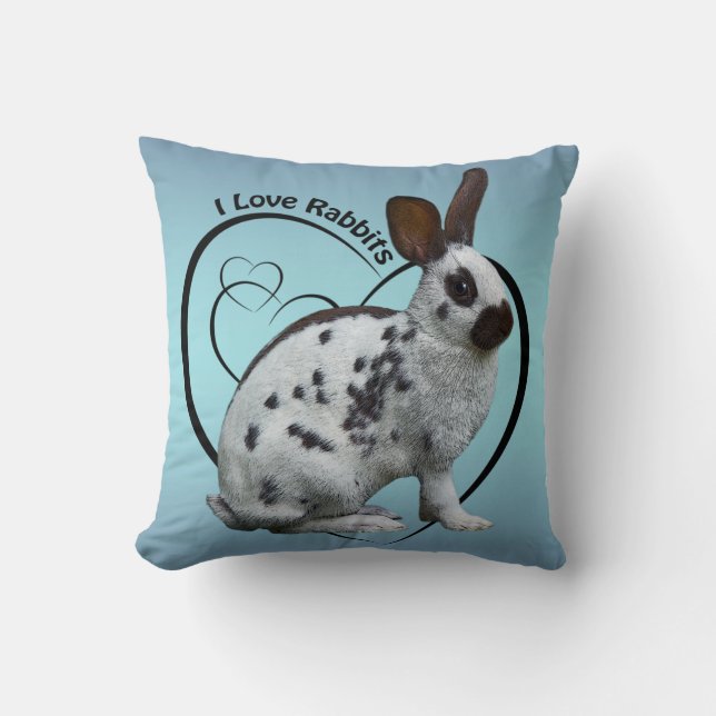 Oreiller J'adore les Lapins (Bleu Ciel) (Recto)
