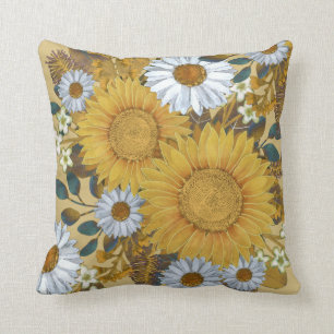 Oreiller jaune tournesol