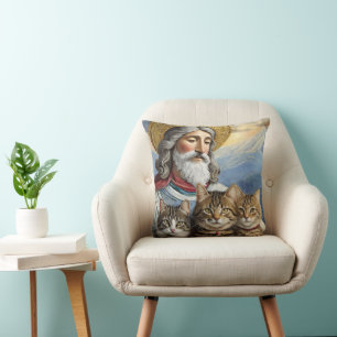 Oreiller Jésus avec des chats !